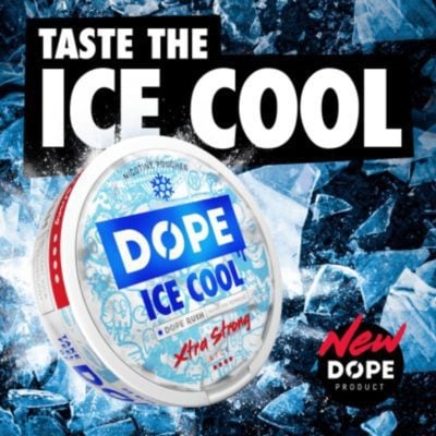 Dope Ice Cool Moderate Strong Nikotin Pouches. Mittelstarker Nikotinbeutel.
